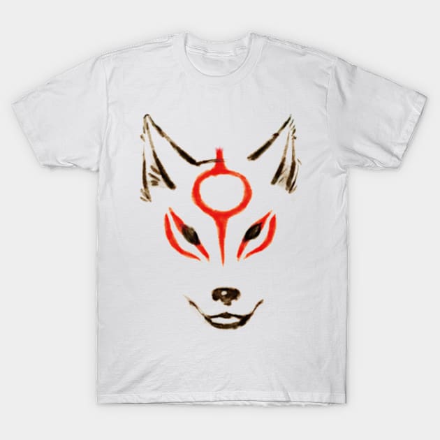 Okami - Amaterasu Head Outline T-Shirt by Gekidami